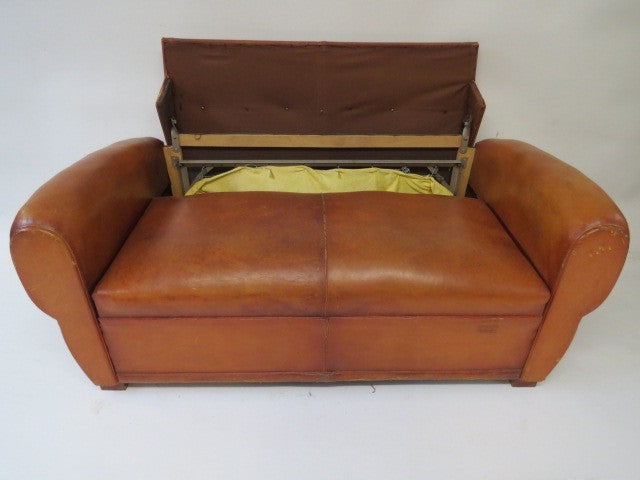Leather sofa bed club