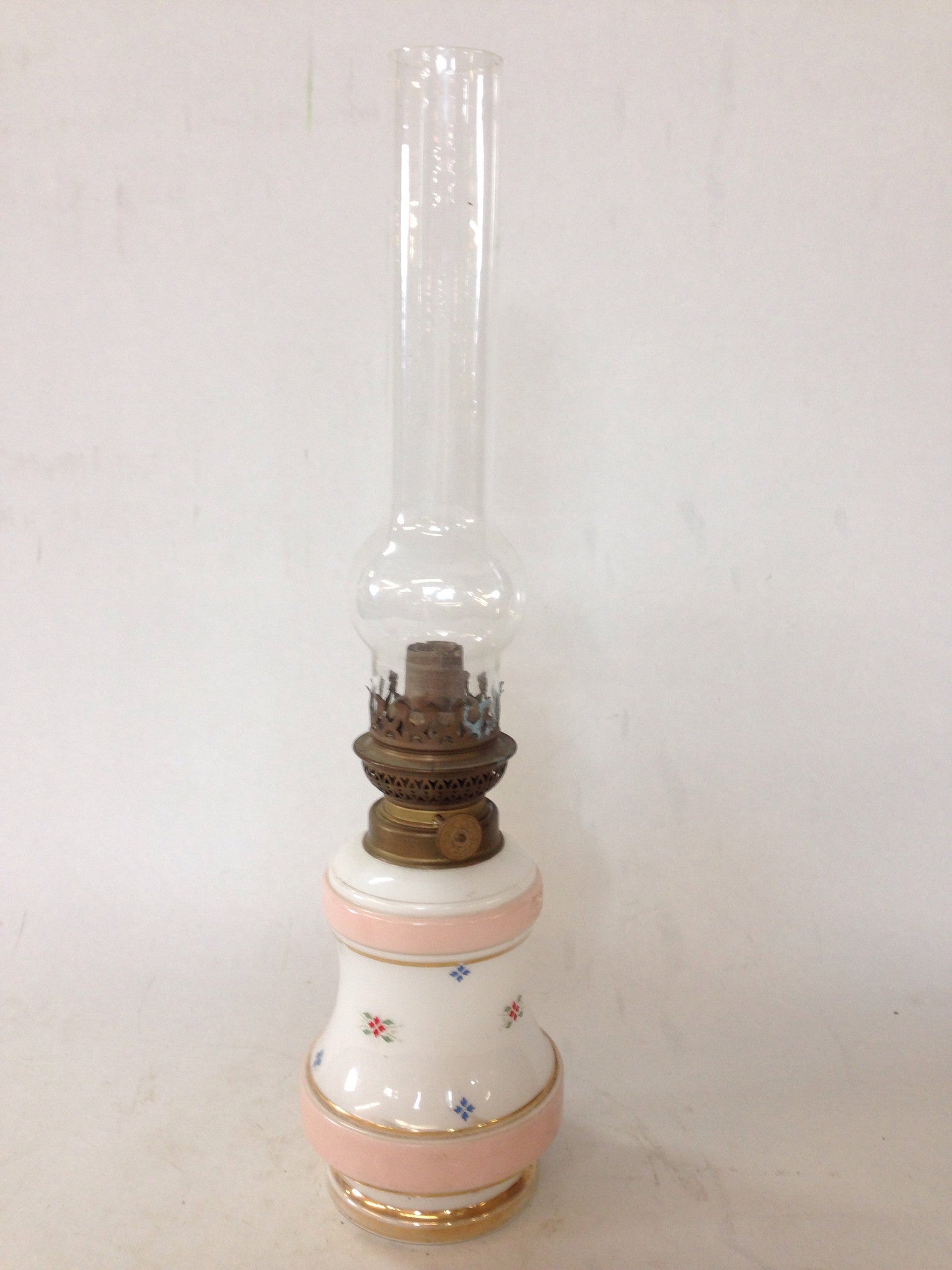 1900's Opaline Glass Oil Lamp