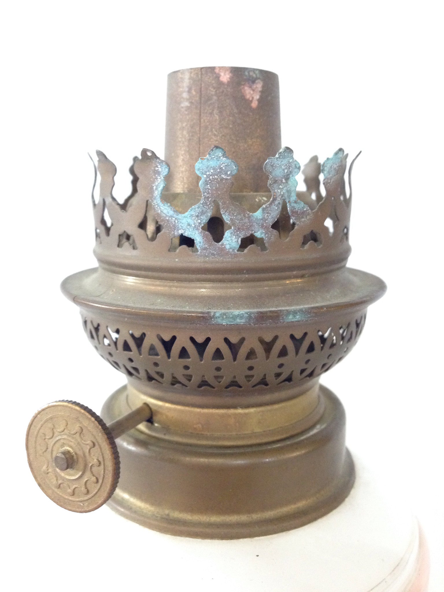 1900's Opaline Glass Oil Lamp