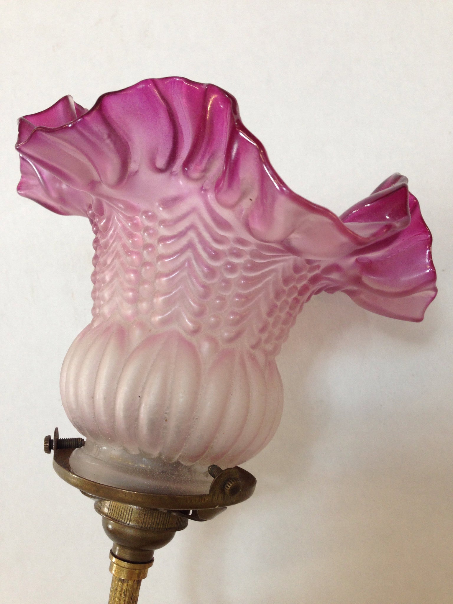 1900's Swan neck Wall sconce with purple glass shade