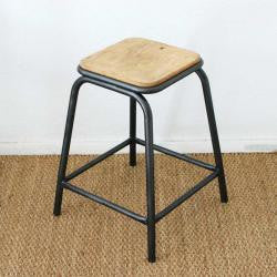 School Stool in iron and wood