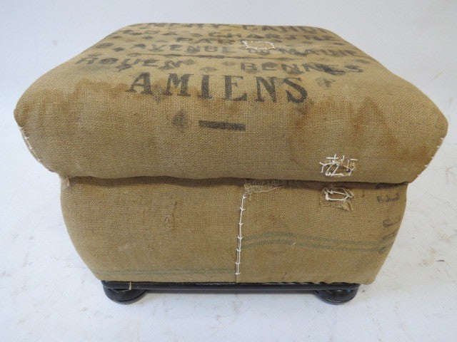 vintage grain sack pouf