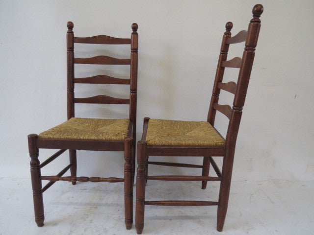Vintage Ladder Back Chairs with Cane Seats