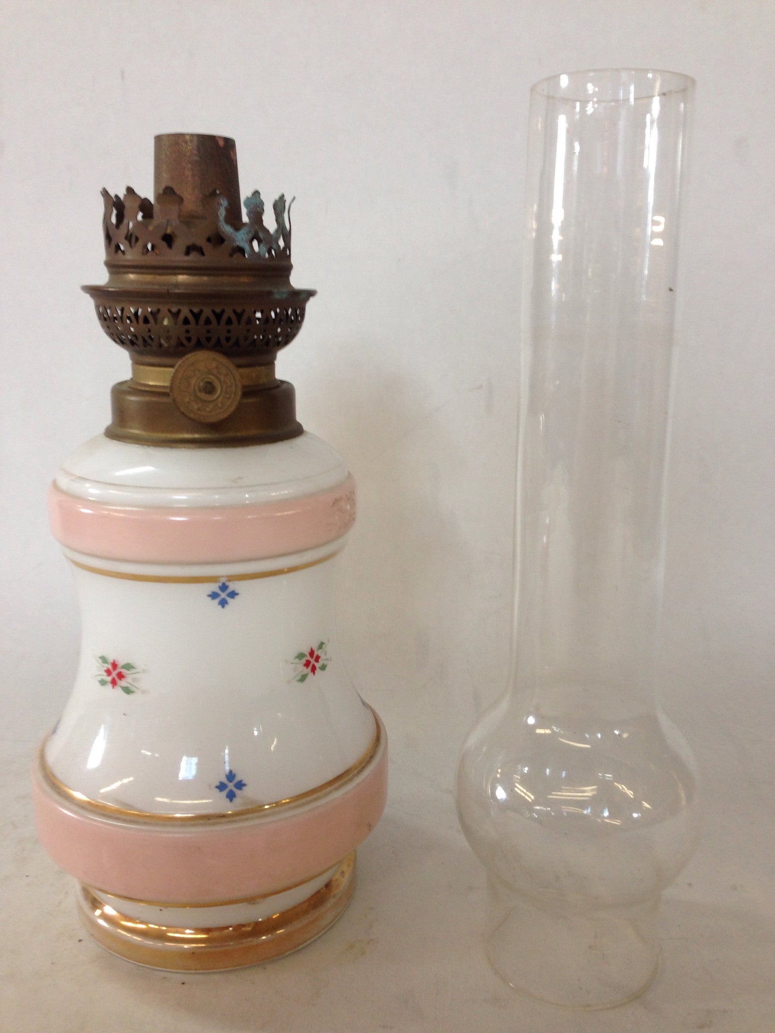 1900's Opaline Glass Oil Lamp